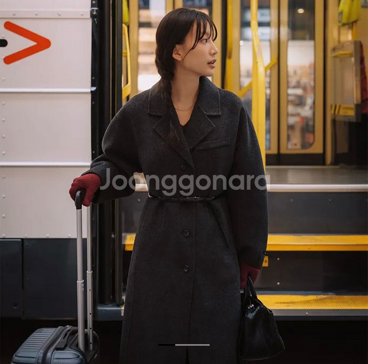 온앤온 슬림 라인 캐시미어 핸드메이드 코트 다크 그레이--3