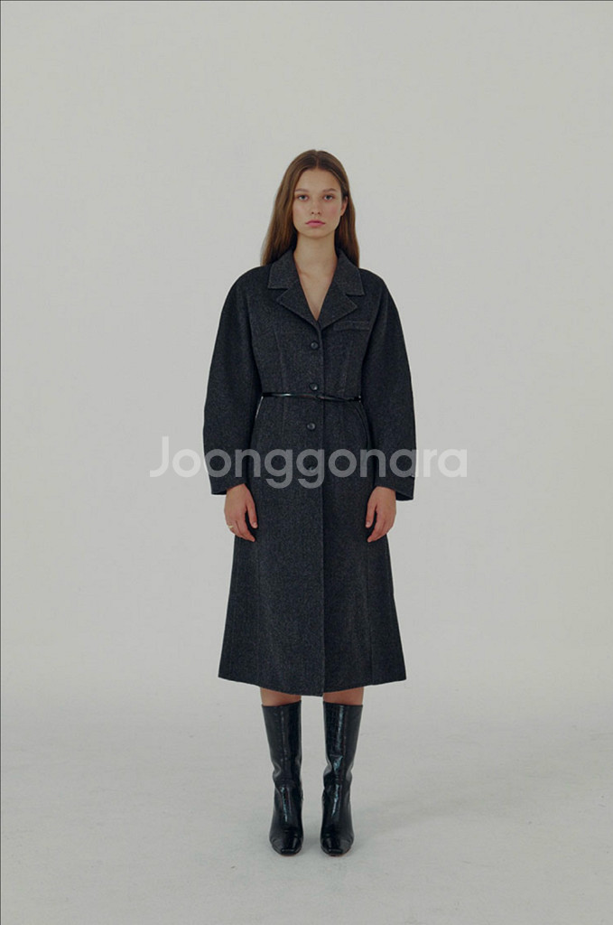 온앤온 슬림 라인 캐시미어 핸드메이드 코트 다크 그레이--8