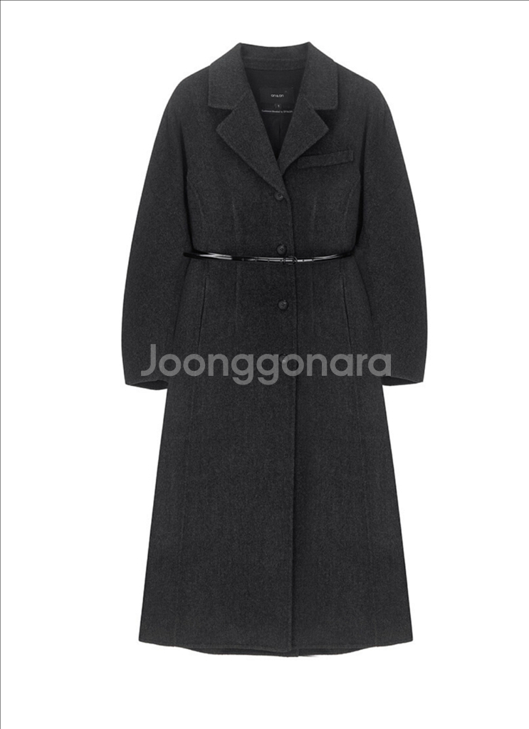 온앤온 슬림 라인 캐시미어 핸드메이드 코트 다크 그레이--9