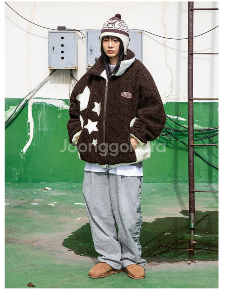 엑스톤즈 슈팅스타 플리스패딩자켓(뽀글이)(BROWN)--3