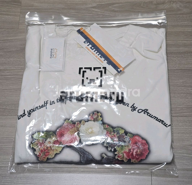 새상품)아루마루 플라워버드 프린팅 티셔츠 실측확인--2