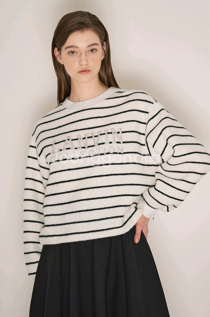 한섬 랑방 [새옷]울블렌드글리터 비즈스트라잎탑--0