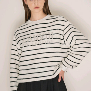 한섬 랑방 [새옷]울블렌드글리터 비즈스트라잎탑