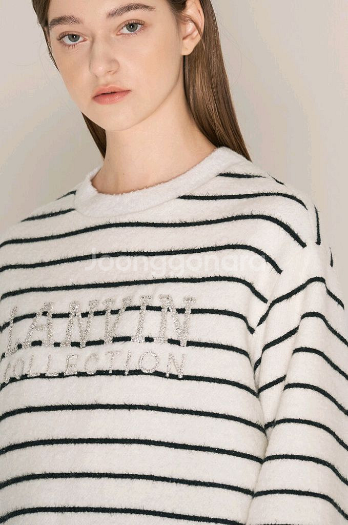 한섬 랑방 [새옷]울블렌드글리터 비즈스트라잎탑--2