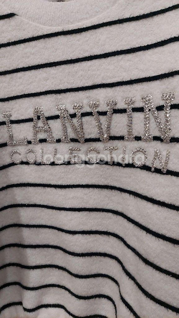 한섬 랑방 [새옷]울블렌드글리터 비즈스트라잎탑--6