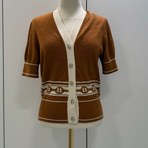 정품 에르메스 카멜 실크 캐시미어 샹달 가디건 34