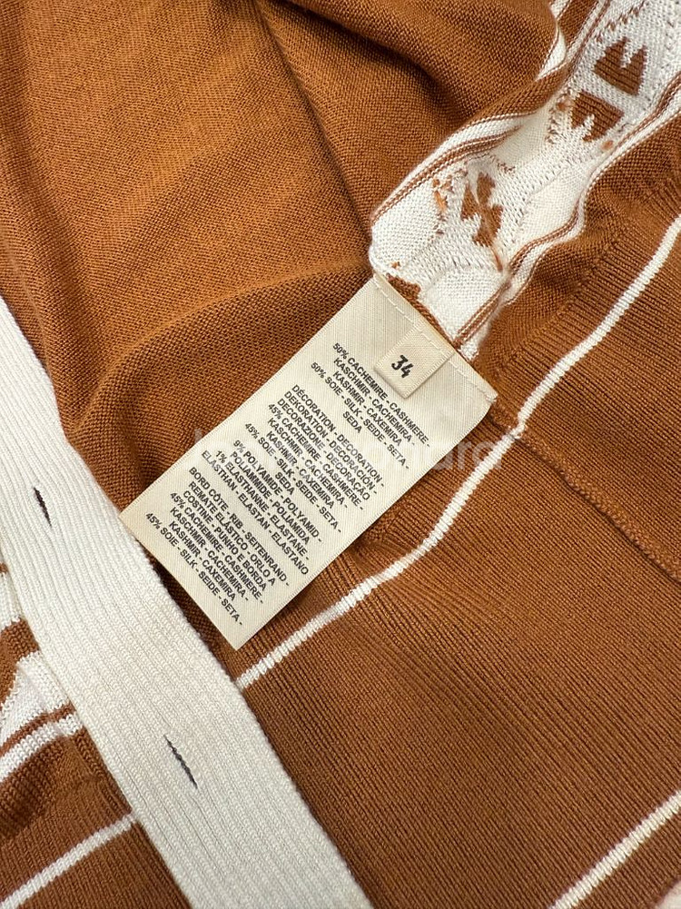 정품 에르메스 카멜 실크 캐시미어 샹달 가디건 34--3