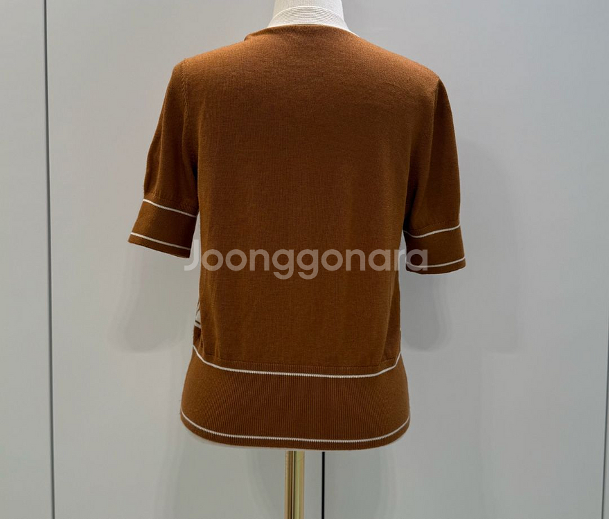 정품 에르메스 카멜 실크 캐시미어 샹달 가디건 34--1