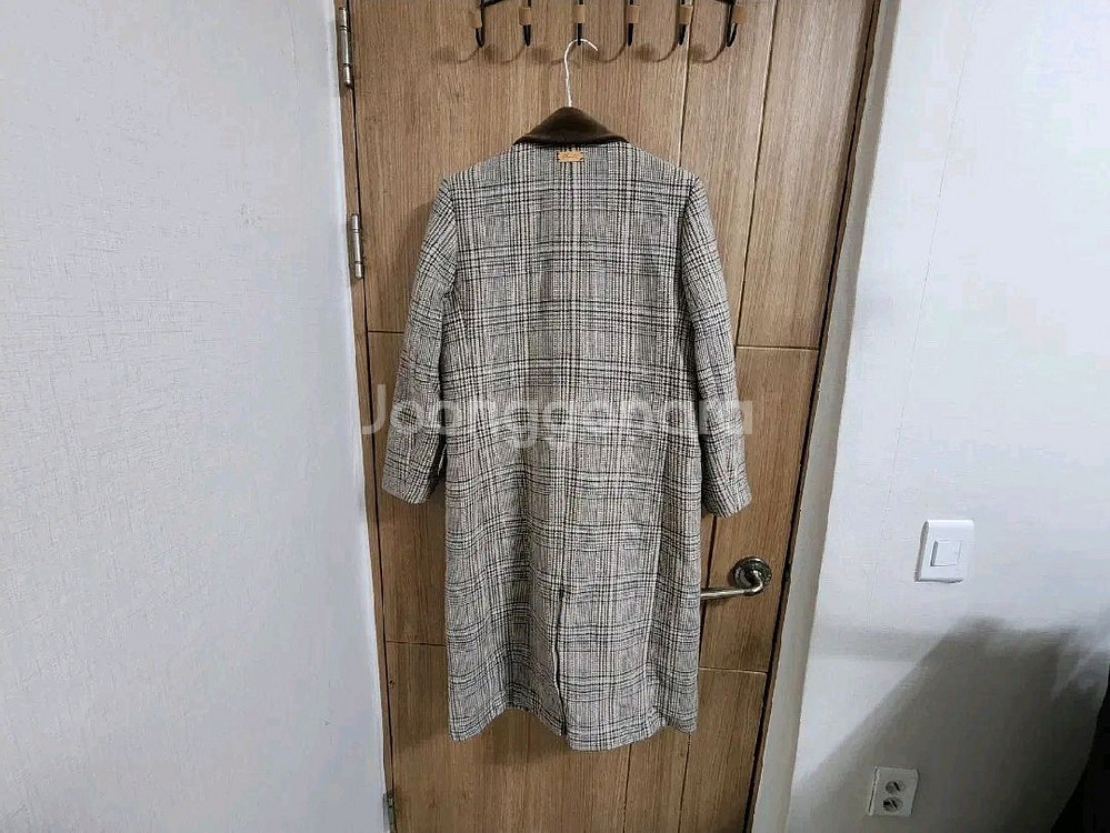 (66)여성 써스데이아일랜드 카라 꽃 자수 체크 코트--2