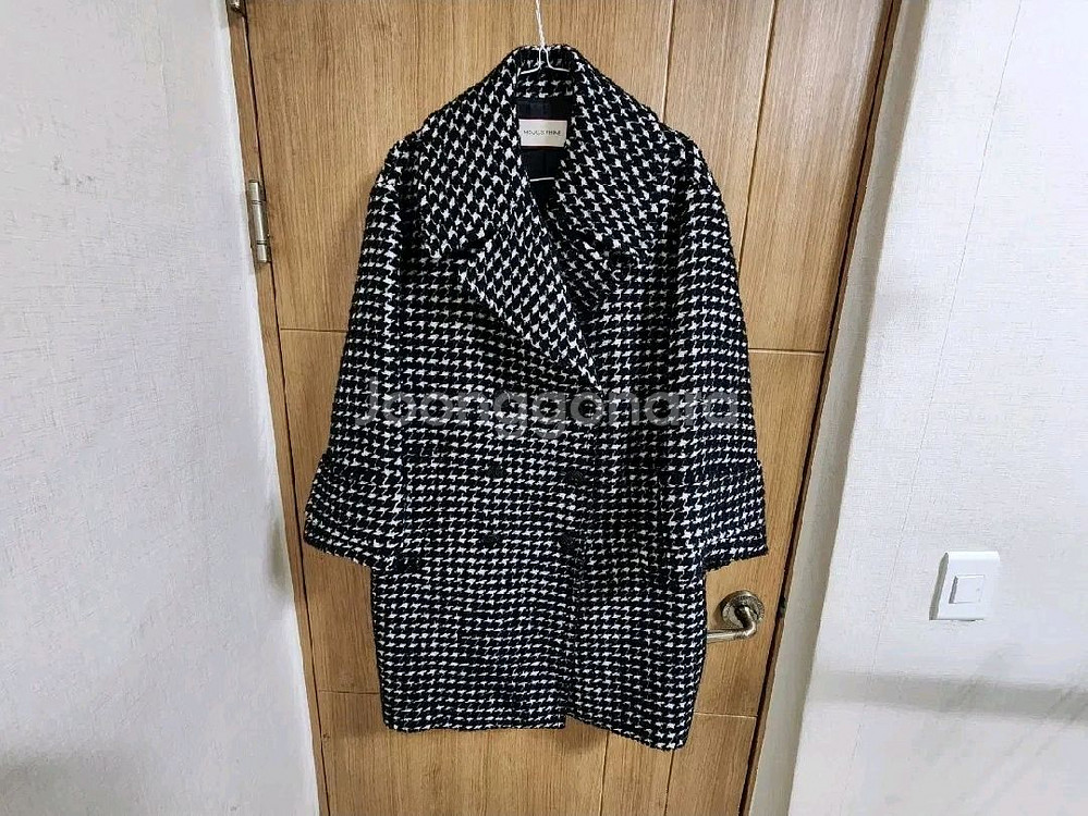 (55)여성 모조에스핀 7부소매 오버핏 빅카라 하프코트--0