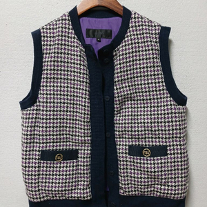 LUSSO 깅엄 체크 니트 조끼(충전ㅡ구스) ㅡ6ㅡM