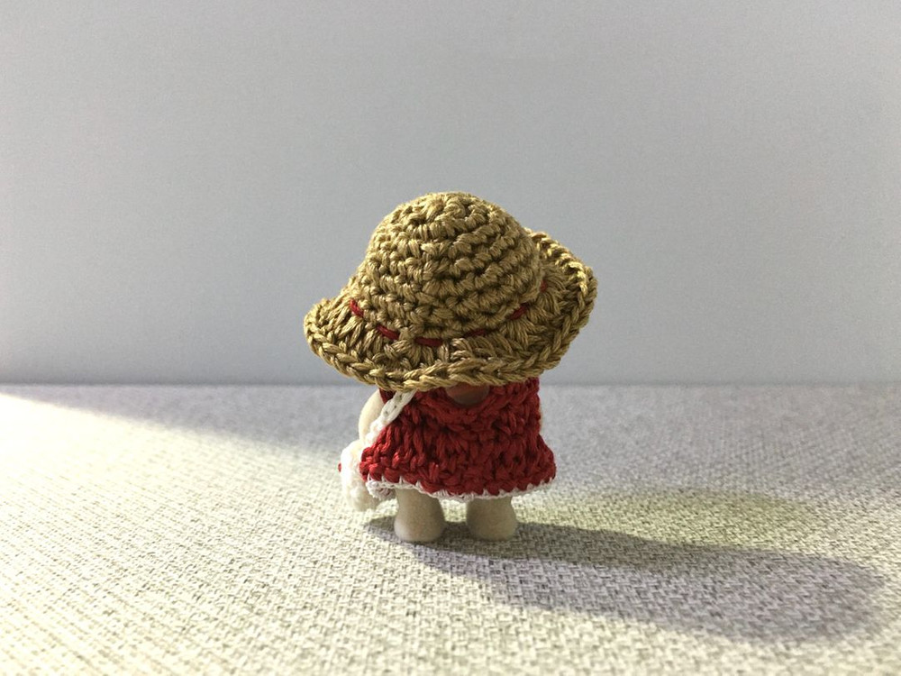 [실바니안 뜨개옷] 밀집모자 빨강 원피스 가방 세트 이미지