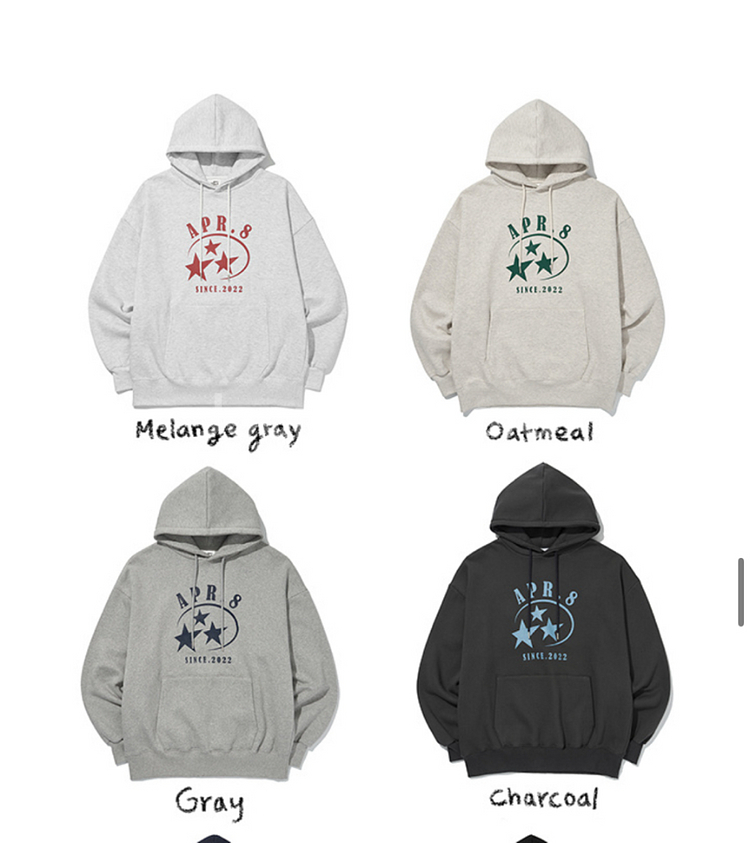 에이프릴에잇 스타 로고 후드티 오트밀 M--1
