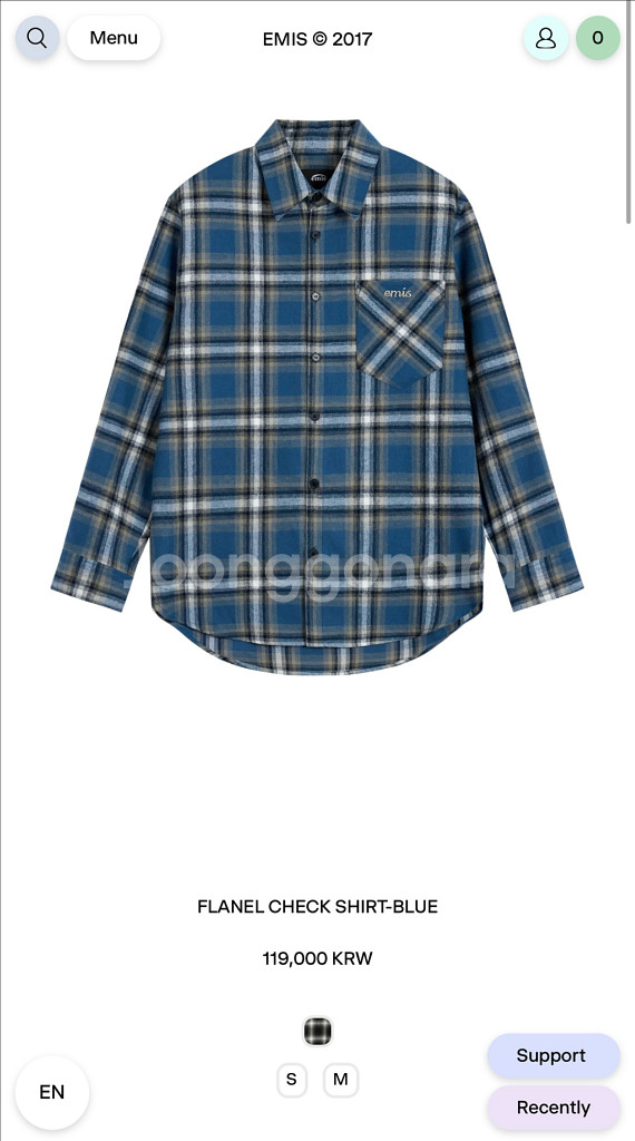 EMIS 이미스 체크 셔츠 블루 M사이즈--0