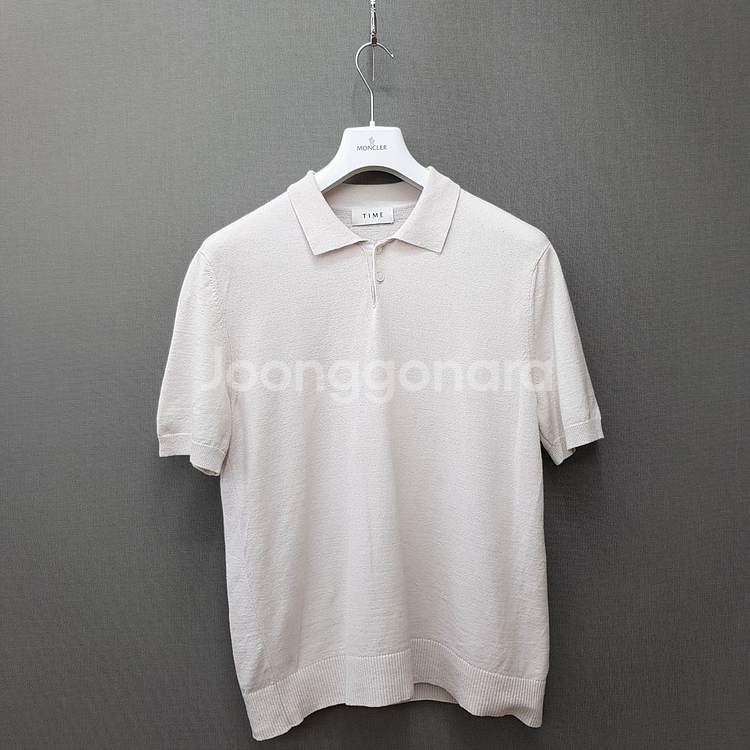 한섬 타임옴므 2022 린넨 혼방 반팔 카라 니트 95--0