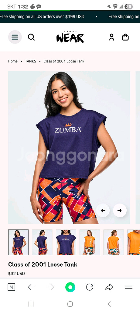 줌바 신상 나시 s사이즈 새제품--0