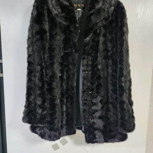 블랙 천연 밍크 코트