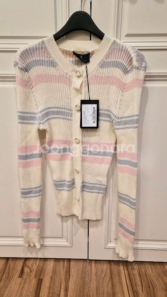 한섬 랑방 스트라이프 리브드 가디건--3