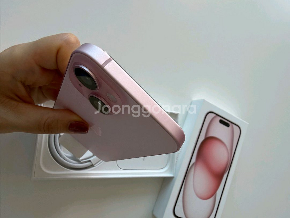 아이폰15 핑크 128gb S+급 풀박 에어쟈켓 필름--5