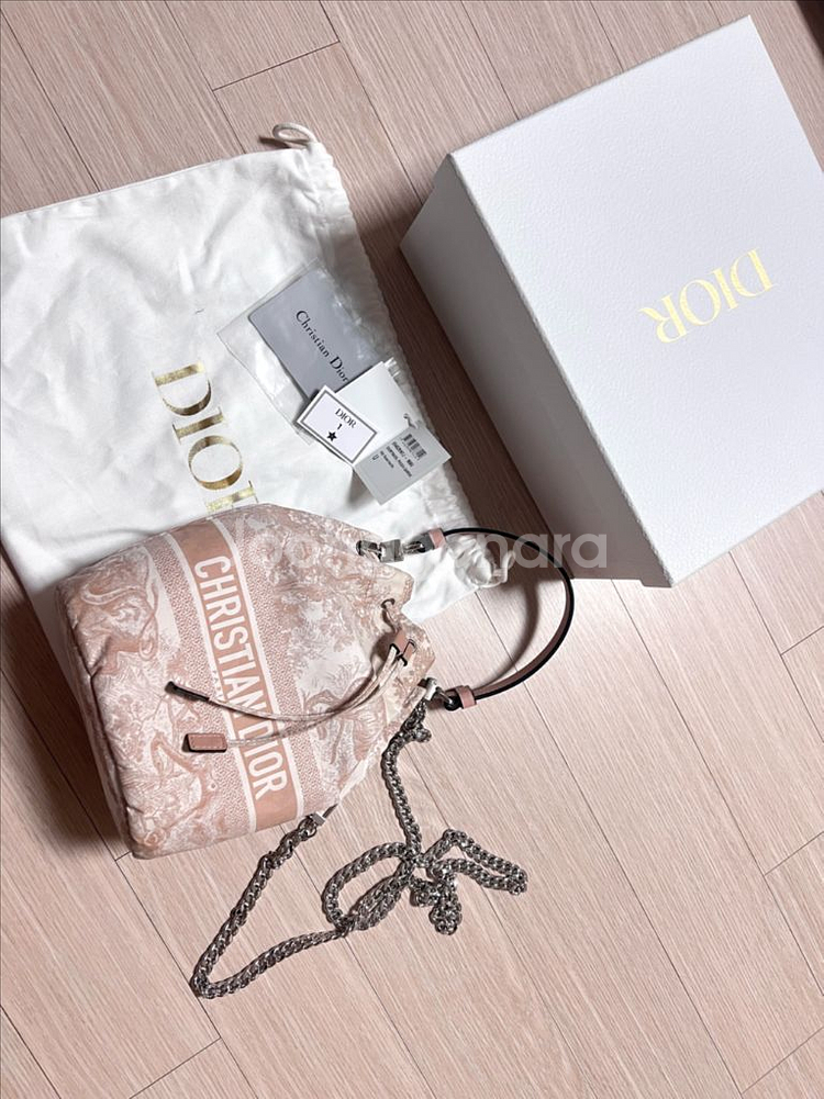 디올 트래블 파우치 버킷백 로즈핑크--2