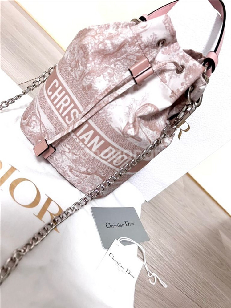 디올 트래블 파우치 버킷백 로즈핑크--4