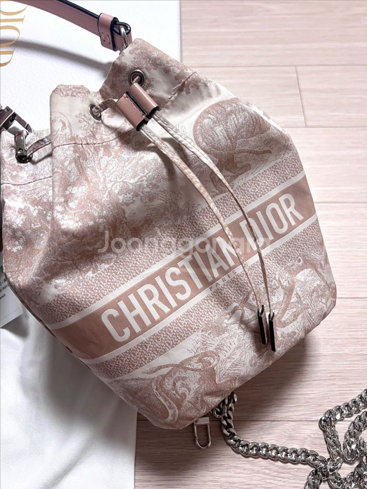 디올 트래블 파우치 버킷백 로즈핑크--3