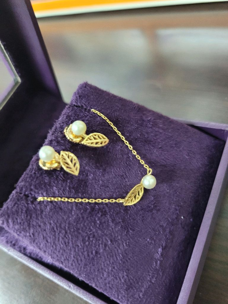 제이에스티나 진주 귀걸이 목걸이 14k세트--2