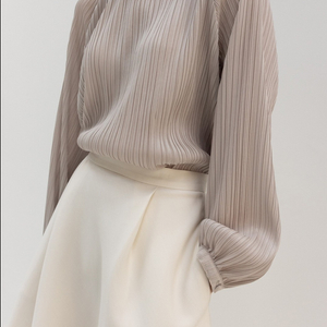 오르 orr 하이넥 플리츠플리즈 블라우스 m사이즈