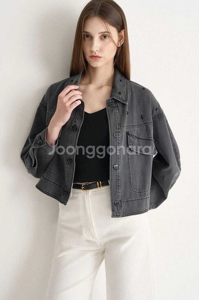 마인 비즈 아플리케 데님자켓--1