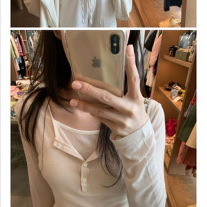 lazyshop 레이지샵 버튼 레이어드 티셔츠 급처