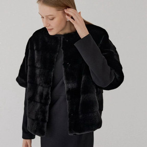 비니터 퍼 볼레로 자켓 블랙