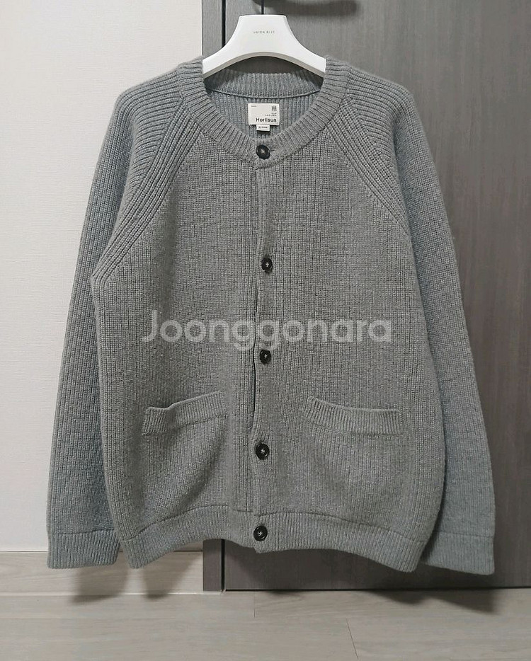 [M] 홀리선 아네트 가디건 멜란지 그레이 니트 자켓--5