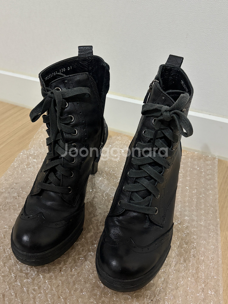 무크 가죽 레이스업 워커 부츠 7cm 230--0