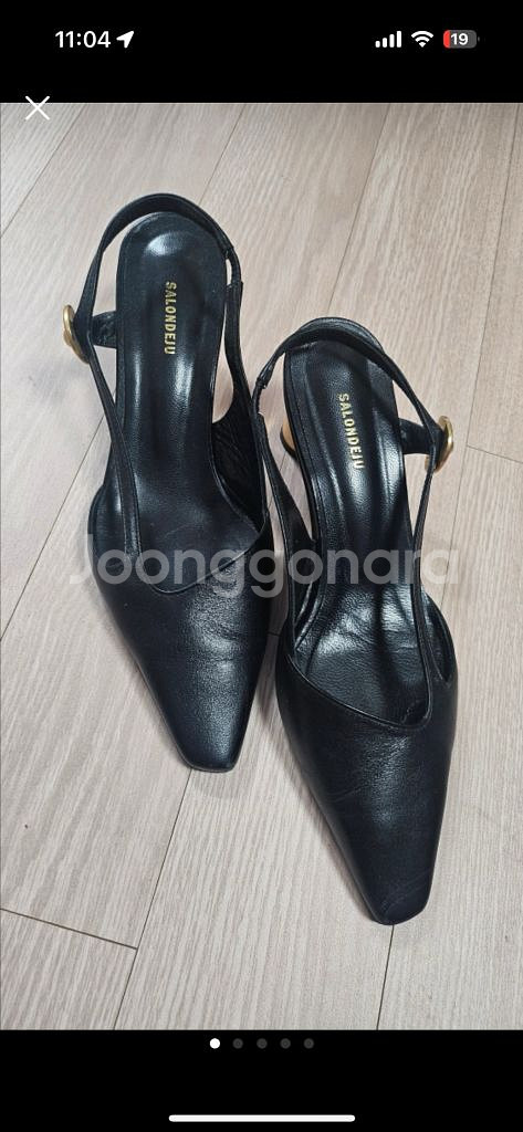 살롱드쥬 슬링백 힐 235 블랙 가죽--0