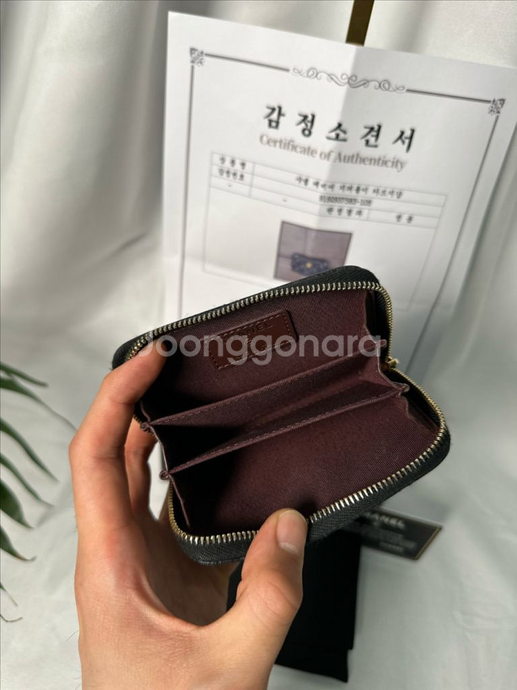 샤넬 케비어 카드지갑 금장--6