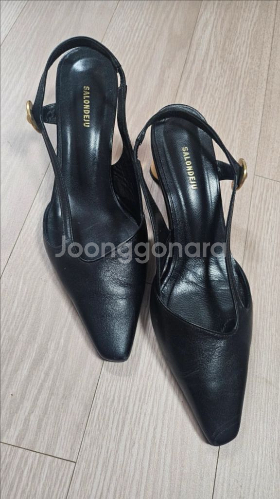 살롱드쥬 슬링백 힐 235 블랙 가죽--2