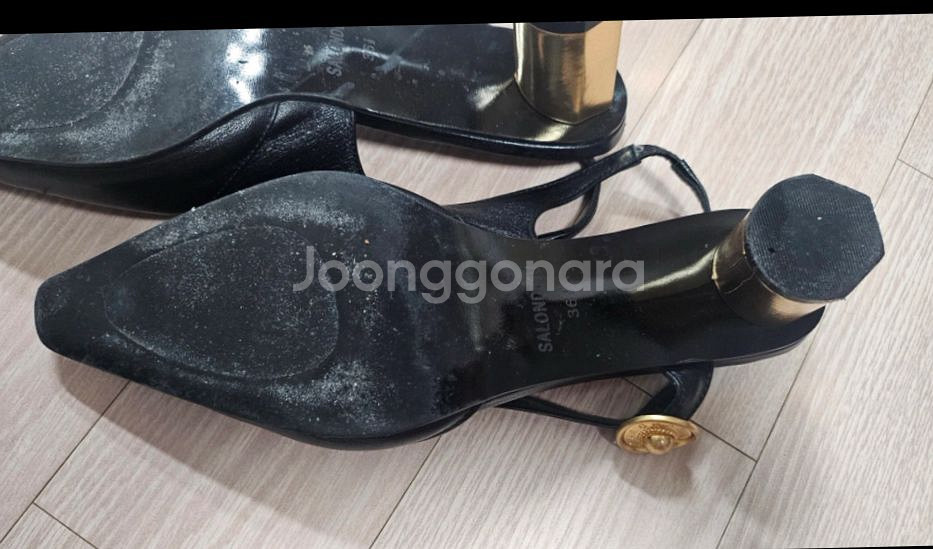 살롱드쥬 슬링백 힐 235 블랙 가죽--4