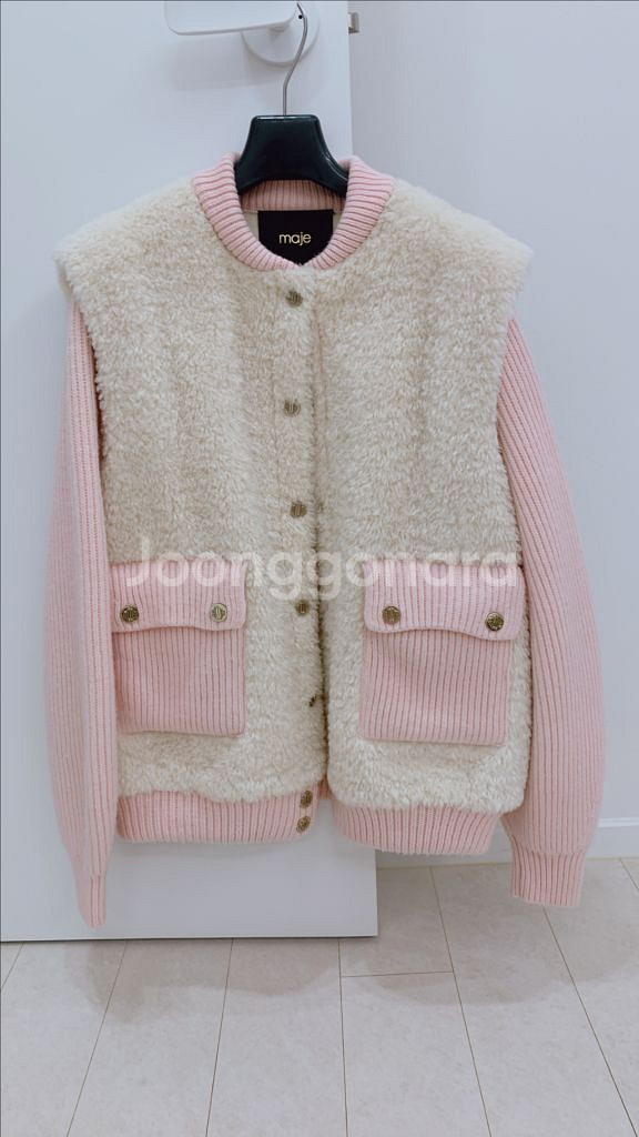 마쥬 페이크퍼 니트 블루종36사이즈--2