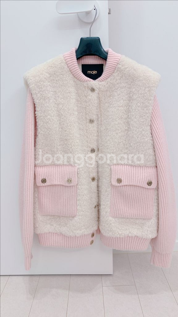 마쥬 페이크퍼 니트 블루종36사이즈--0