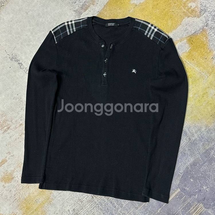 버버리 블랙라벨 체크 헨리넥 골지니트 95--0