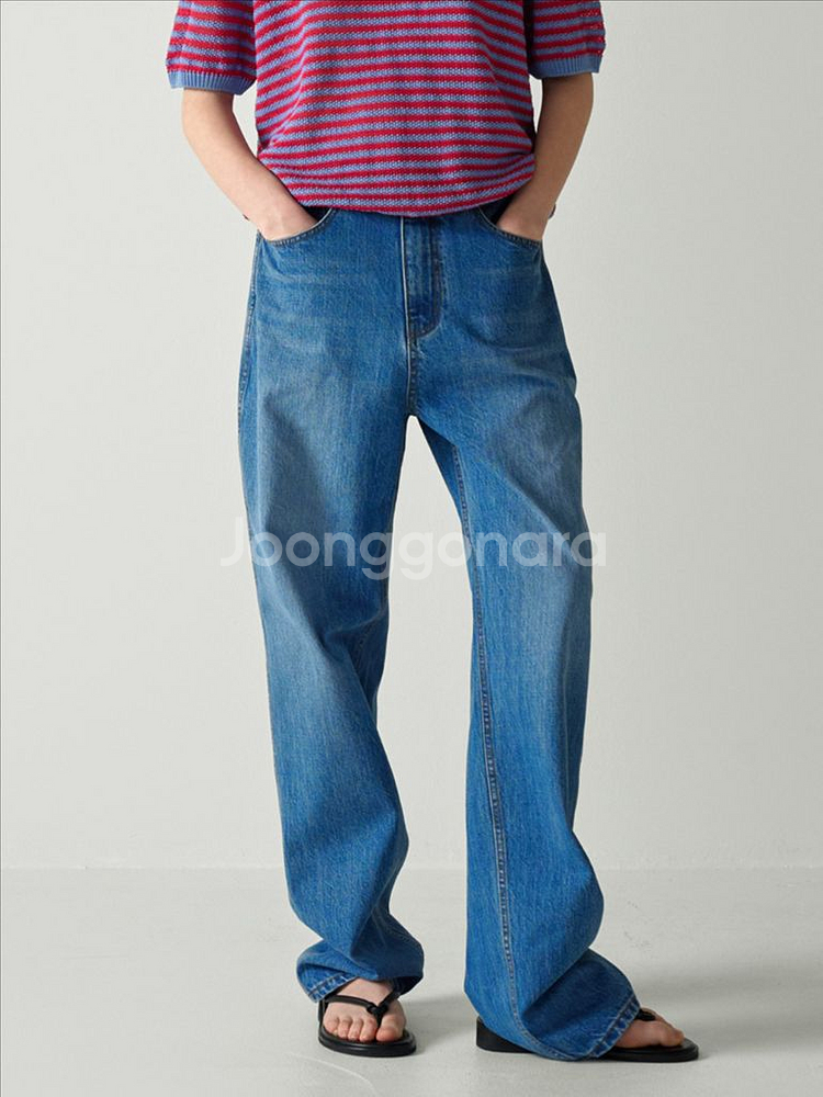 [XS] 파사드패턴 클래식 테이퍼드 데님 블루 인디고--1