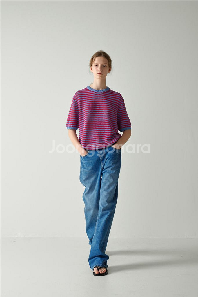 [XS] 파사드패턴 클래식 테이퍼드 데님 블루 인디고--4