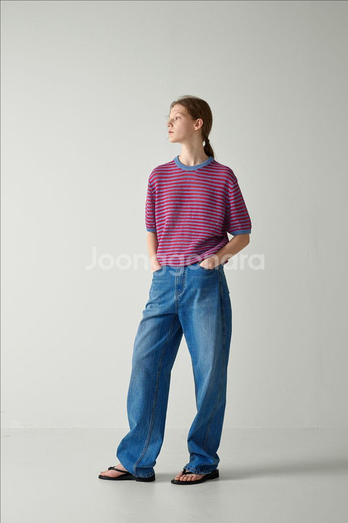 [XS] 파사드패턴 클래식 테이퍼드 데님 블루 인디고--3