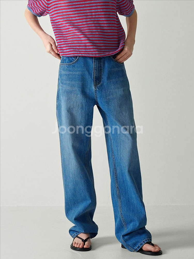 [XS] 파사드패턴 클래식 테이퍼드 데님 블루 인디고--0