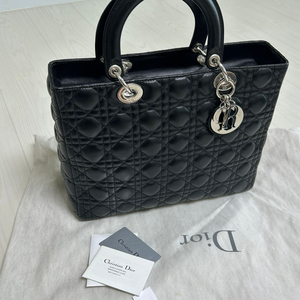 디올 레이디백 램스킨 블랙 라지 은장