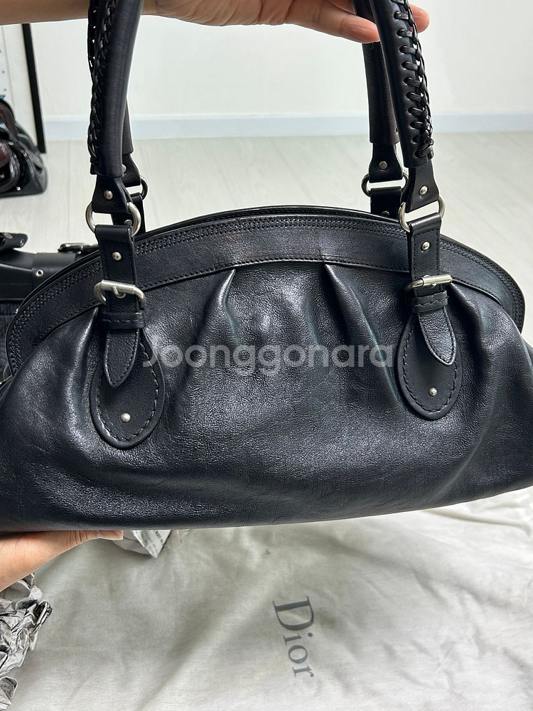 디올 레더 숄더백 - 블랙--3