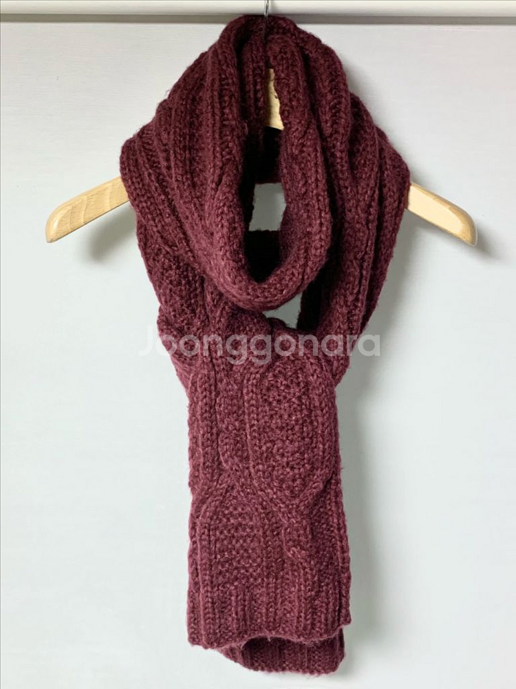 와인색 꽈배기 짜임 니트 머플러 | 목도리 마지막 인하--4