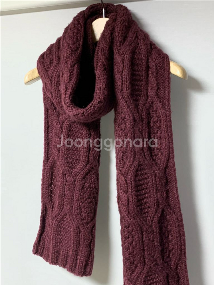 와인색 꽈배기 짜임 니트 머플러 | 목도리 마지막 인하--2