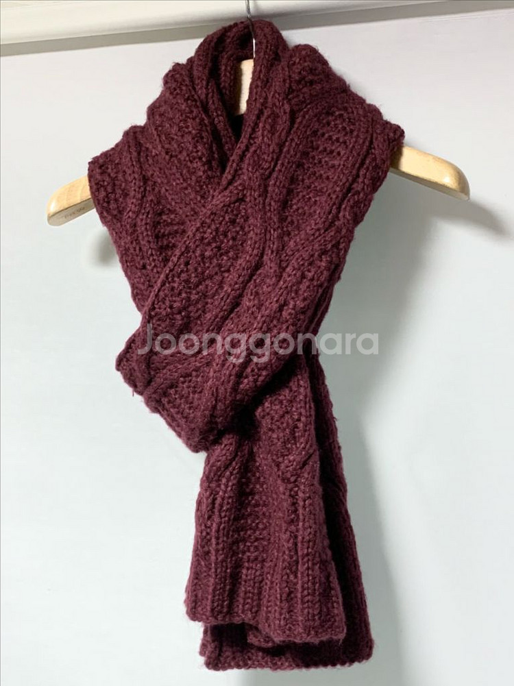 와인색 꽈배기 짜임 니트 머플러 | 목도리 마지막 인하--3