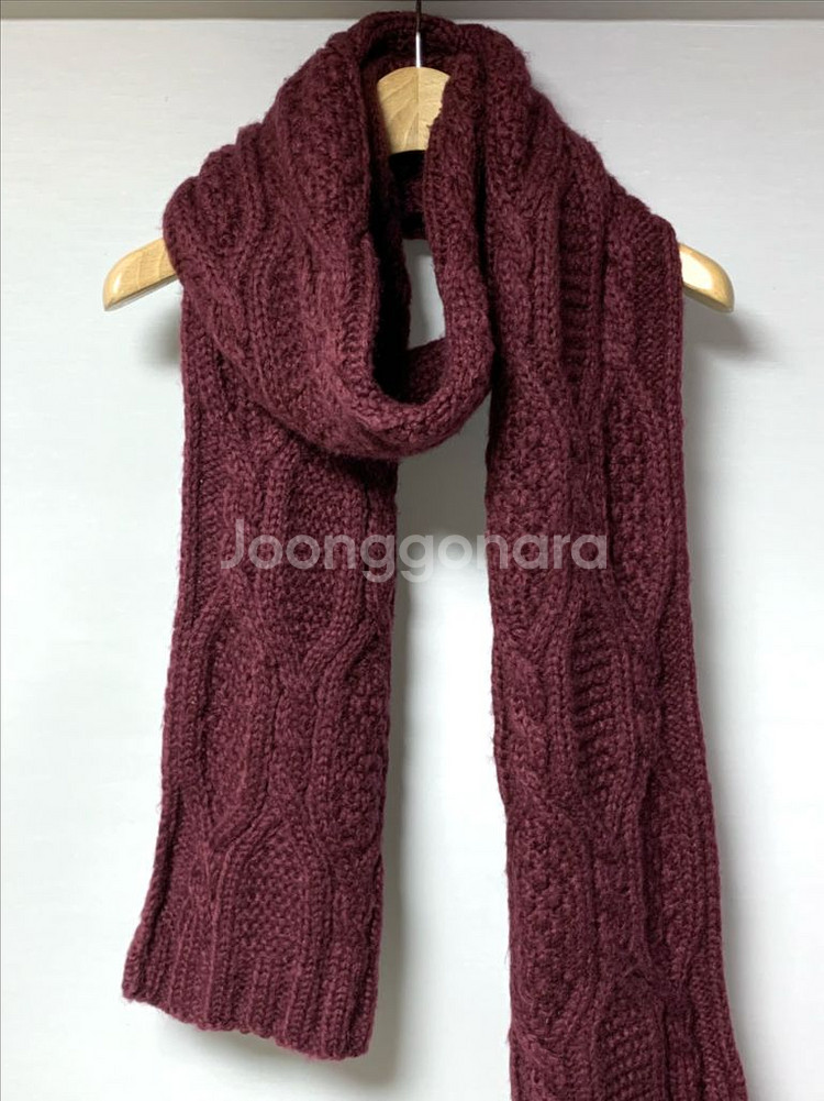 와인색 꽈배기 짜임 니트 머플러 | 목도리 마지막 인하--1